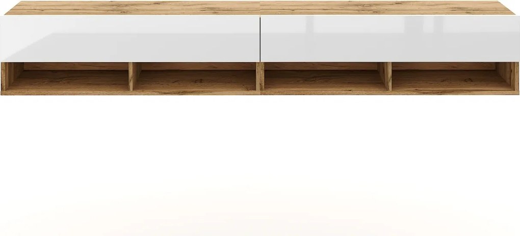 Závěsný TV stolek Derby 280 cm dub Wotan/bílý