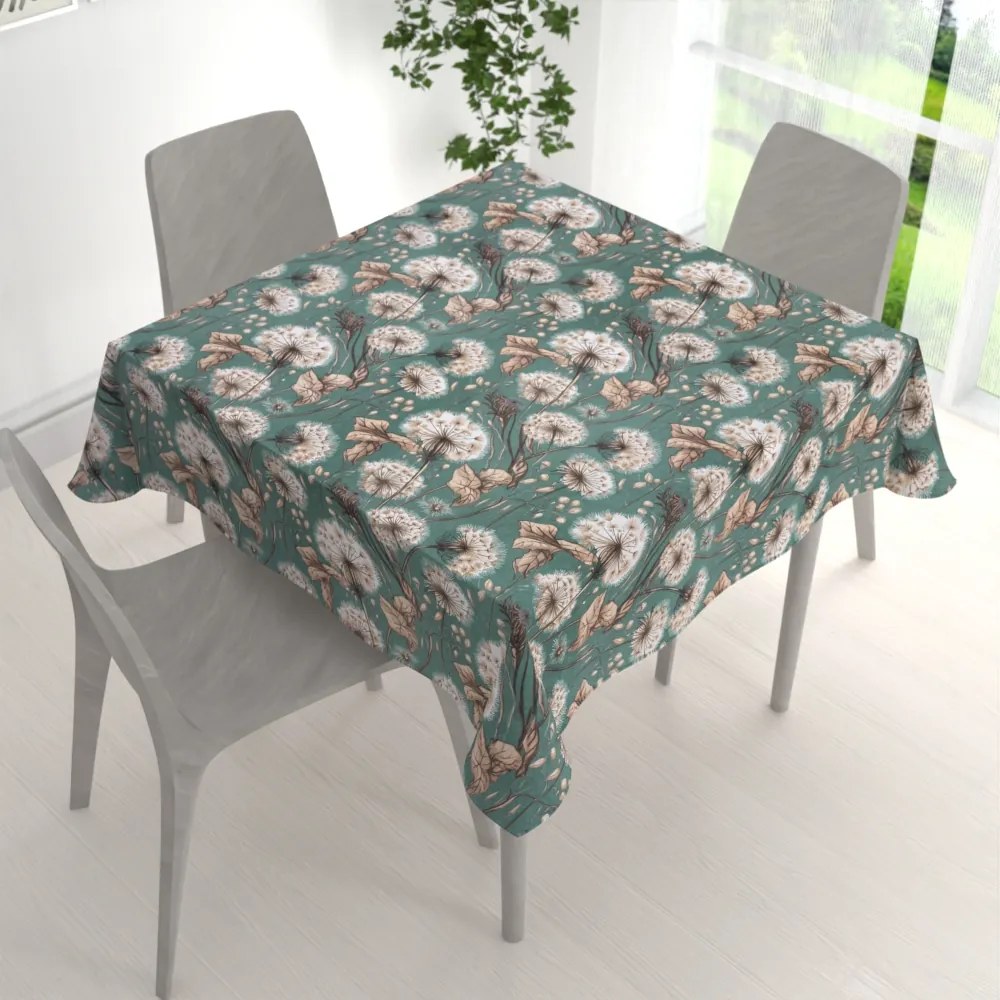 Biante Bavlnený štvorcový obrus Sandra SA-716 Jesenné púpavy na zelenom 150x150 cm