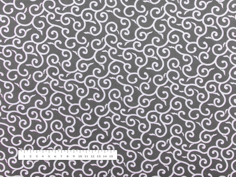 Biante Detský bavlnený záves Sandra SA-258 Ornamenty na tmavo sivom 130x230 cm