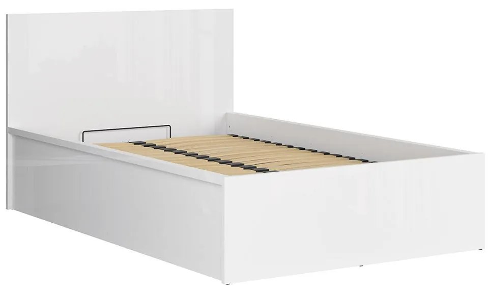 Jednolôžková posteľ 120 cm BRW Tetrix 6 (lesk biely) (s roštom) (s úl. priestorom). Akcia -30%. Vlastná spoľahlivá doprava až k Vám domov. 1098485