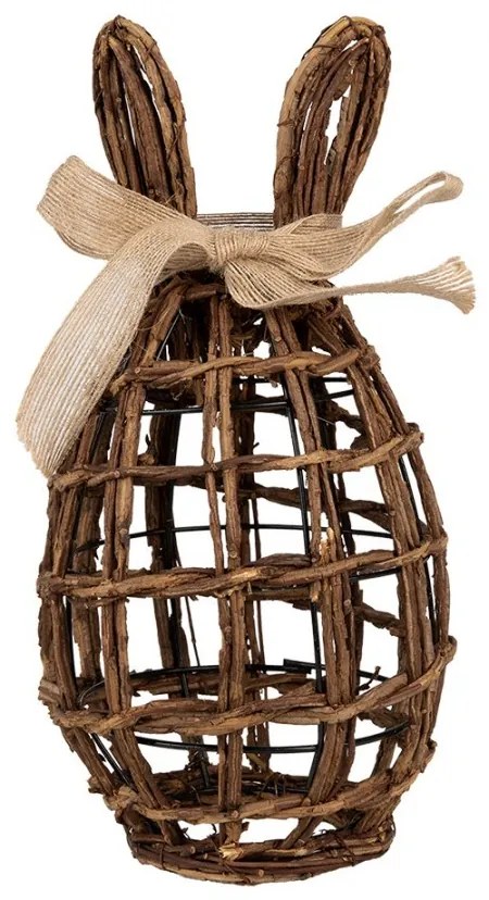 Hnedá prútená dekorácia vajíčko s uškami - 16*16*31 cm