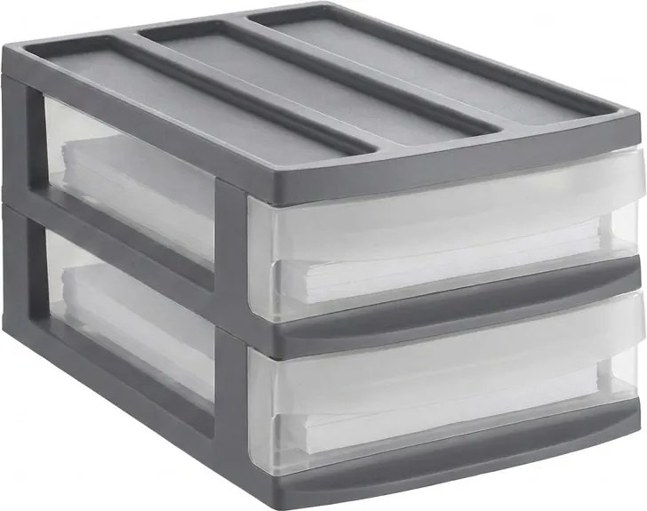 DUO M - Box s 2 zásuvkami (A4), úložný box výsuvný, antracit, Rotho SYSTEMIX