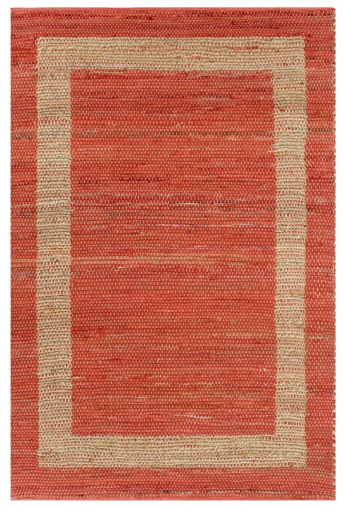 vidaXL Ručne vyrobený jutový koberec červený 160x230 cm