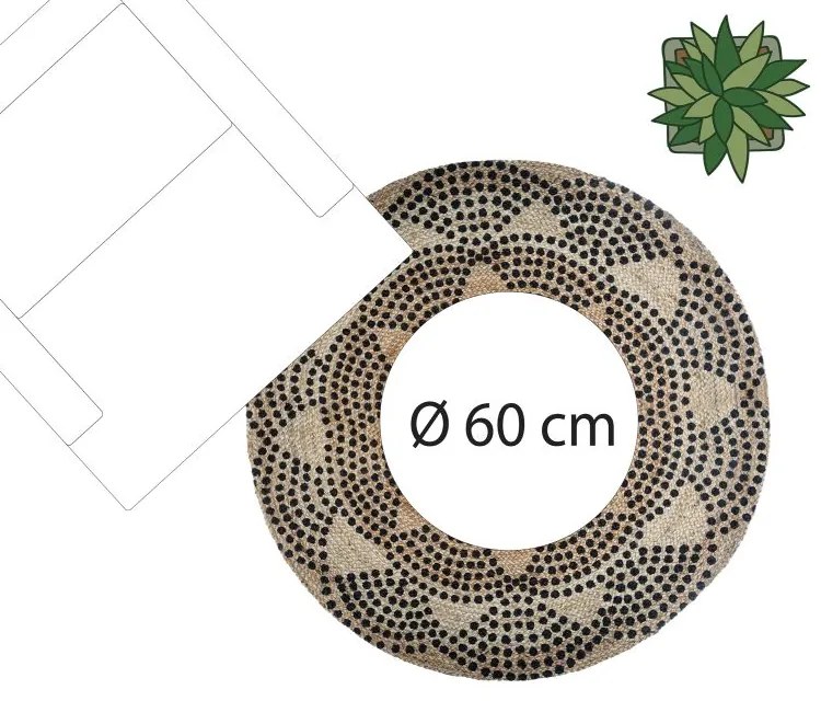Koberec Ivy, (fi) 120 cm, béžová/čierna