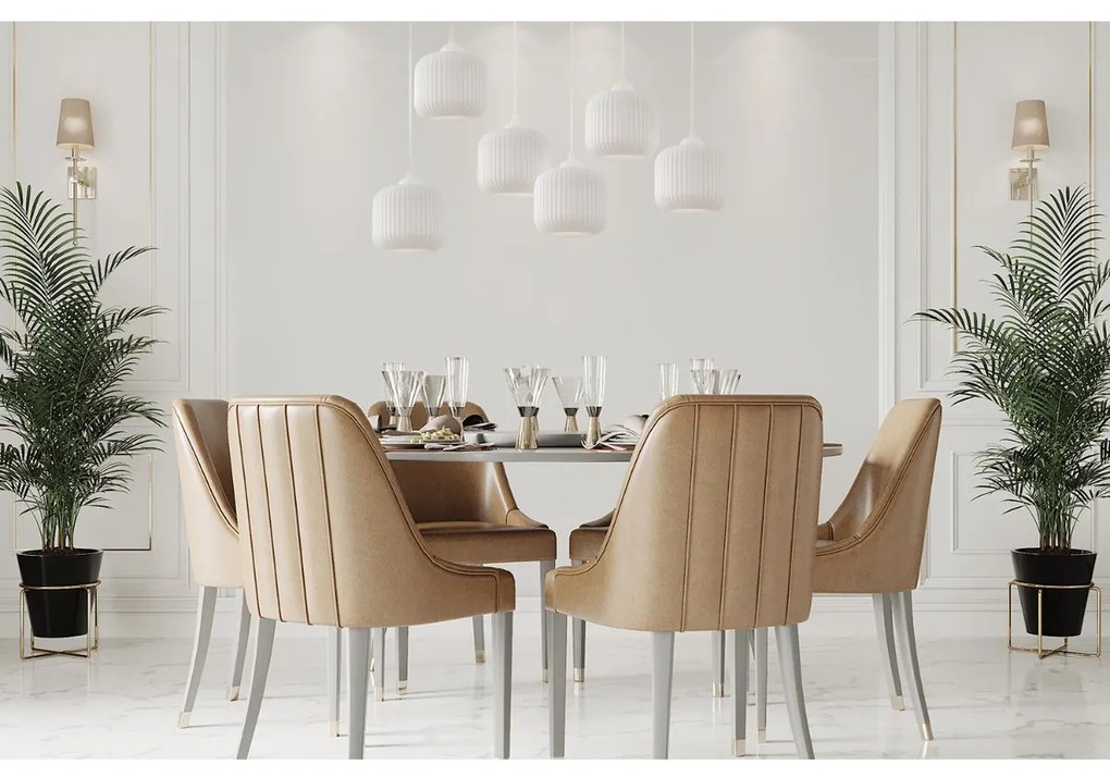 Závesné svietidlo Riffle, 6x biele sklenené tienidlo, w