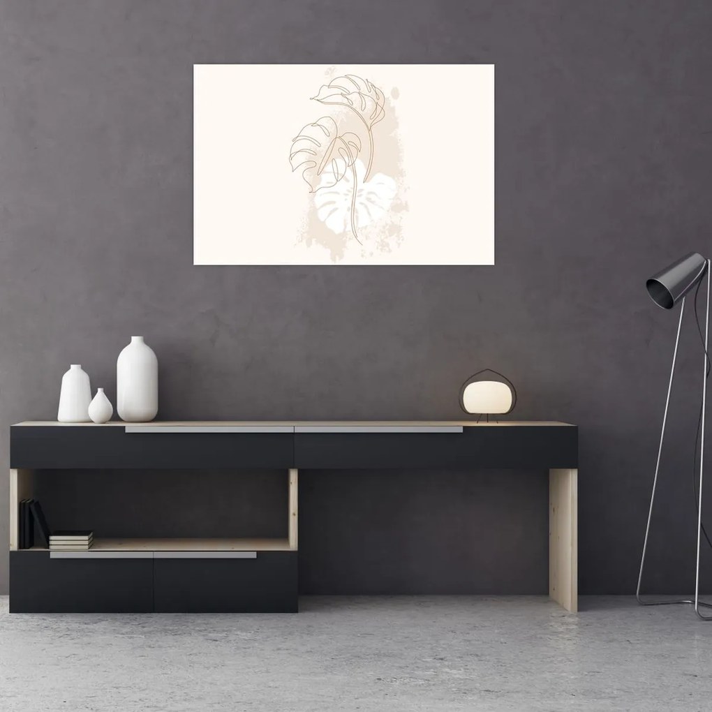 Obraz - Line art monstera N⁰1 (90x60 cm)