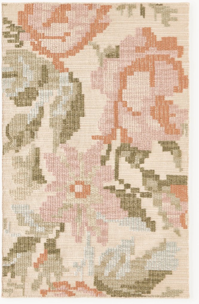 Vlnený koberec's kvetinovým vzorom Rosha