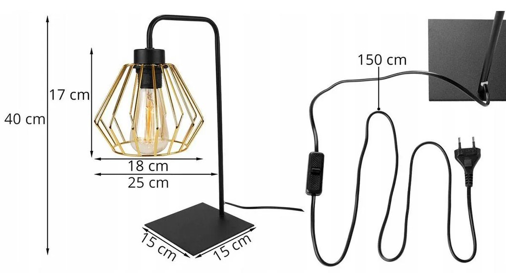 Stolová lampa NUVOLA 1, 1x zlaté drôtené tienidlo