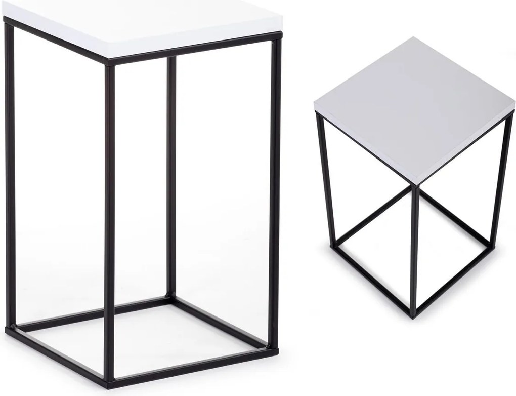 STOJAN NA KVETINÁČ BASICLOFT 40X24X24 CM ČIERNA/BIELA