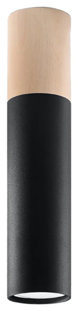 Stropné svietidlo Pablo, 1x drevené/čierne kovové tienidlo