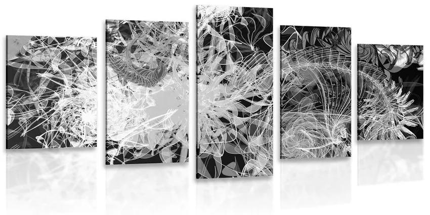 5-dielny obraz čiernobiele abstraktné umenie Varianta: 100x50