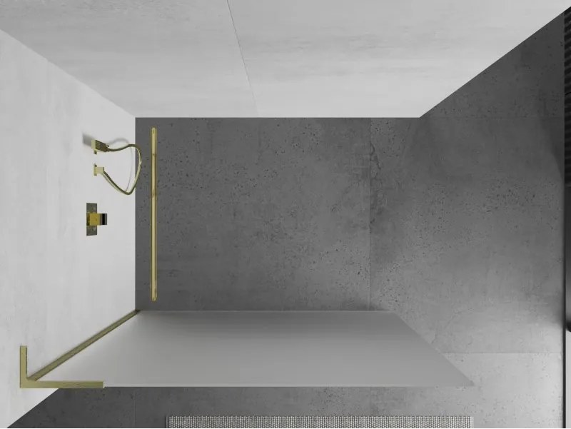 Mexen Kioto L, sprchová zástena Walk-In 120 x 200 cm, 8mm sklo námraza, zlatý matný profil, 800-120-103-55-30