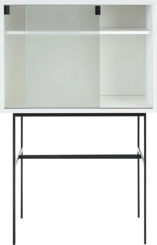 Sivobéžová vitrína s posuvnými dverami 70x109x40 cm Lekko – noo.ma