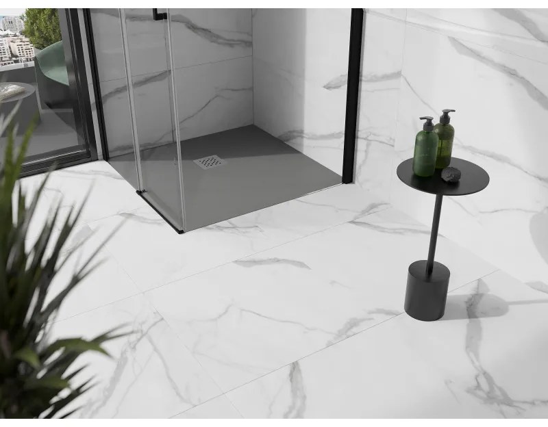 Mexen Stone+, štvorcová vanička z minerálneho kompozitu 90 x 90 cm, šedá-betónová, 44619090