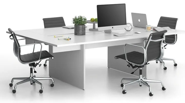 Kancelársky stôl double SOLID + 2x prísed, 240x165 cm, biela