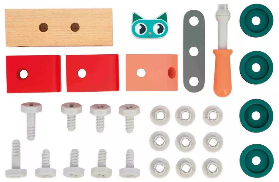 BricoKids - Drevené autíčko na zostavenie - mačička