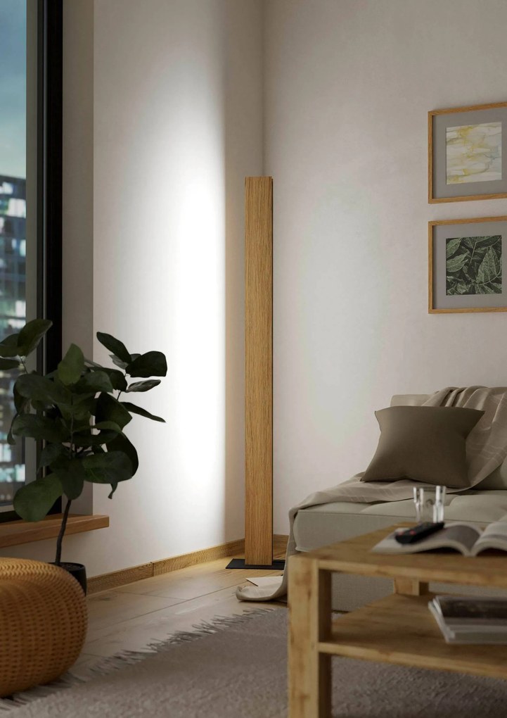 EGLO Chytrá stojaca LED lampa ANCHORENA-Z, 16W, teplá biela-studená biela, RGB, hnedá