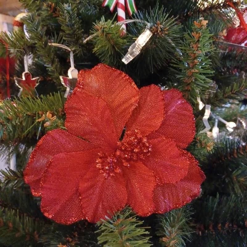 DECOLED Umělá květina červená, 20,5x17 cm