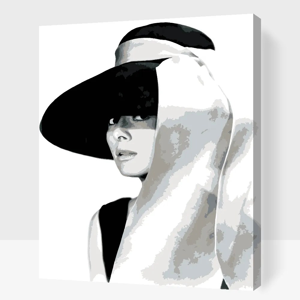 Gario Maľovanie podľa čísel Audrey Hepburn v klobúku Rozmery: 30 x 40 cm, Rámovanie: Iba zrolované plátno