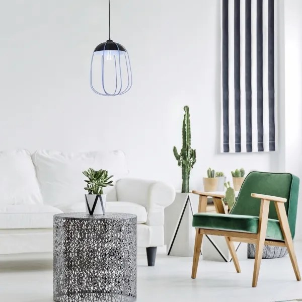 Rabalux 72024 - Luster na lanku SVENS 1xE27/60W/230V čierna/modrá