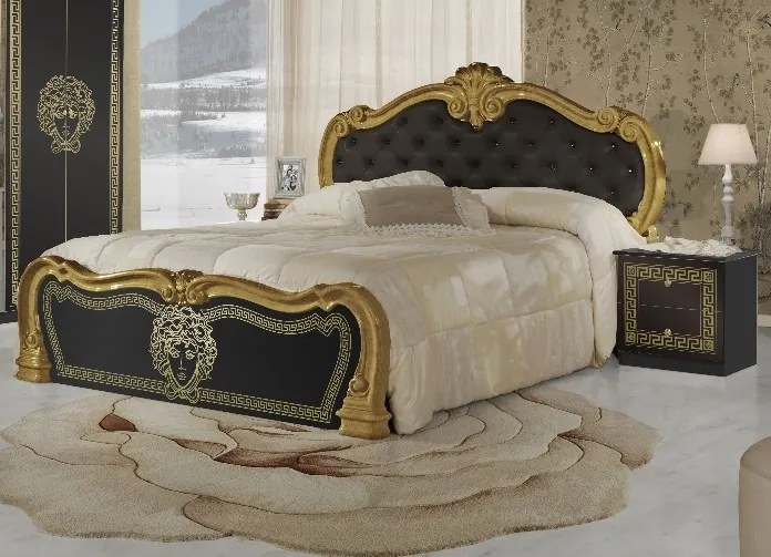 VIOLETTA dizajnová manželská posteľ 160, čierna/zlatá