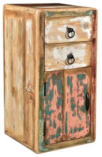 furniture-nabytek.cz - Masívna kúpeľňová spodná skrinka Calcutta z recyklovaného dreva, lakovaná, viacfarebná – 35×35×70 cm