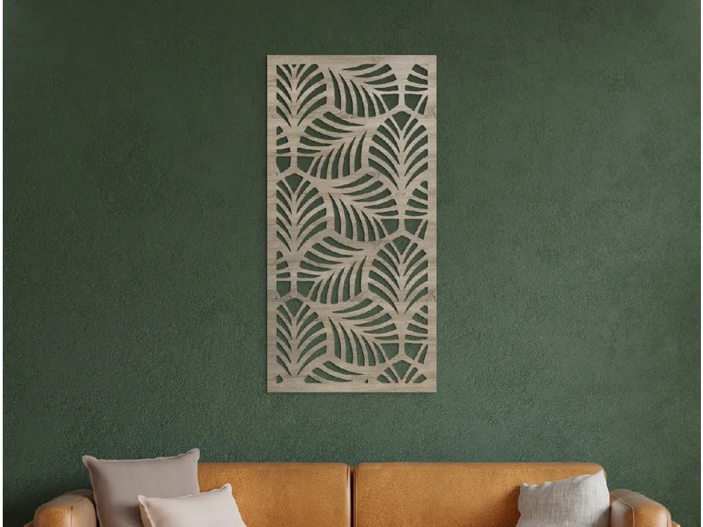 drevko Obraz na stenu Palmové listy 3D Rozmer obrazu: 44,5 x 22 cm, Farba dekorácie: Čierna
