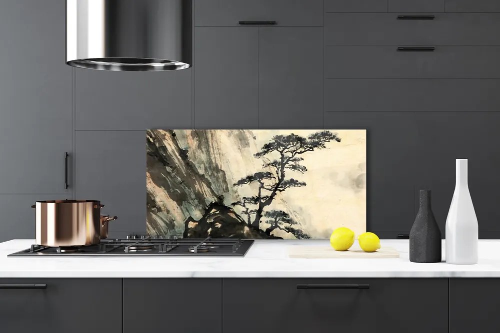 Sklenený obklad Do kuchyne Maľovaný strom umenie 120x60 cm
