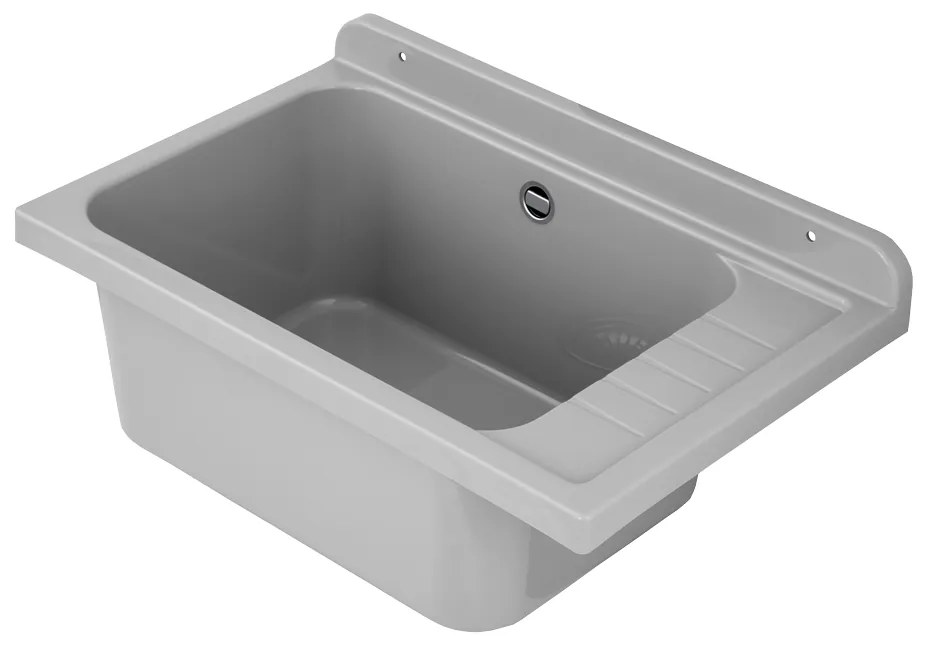 Gamma Selva, univerzálna plastová výlevka 58x38x26,7 cm + sifón, 1-komorová, šedá, GMA-KGS58-G
