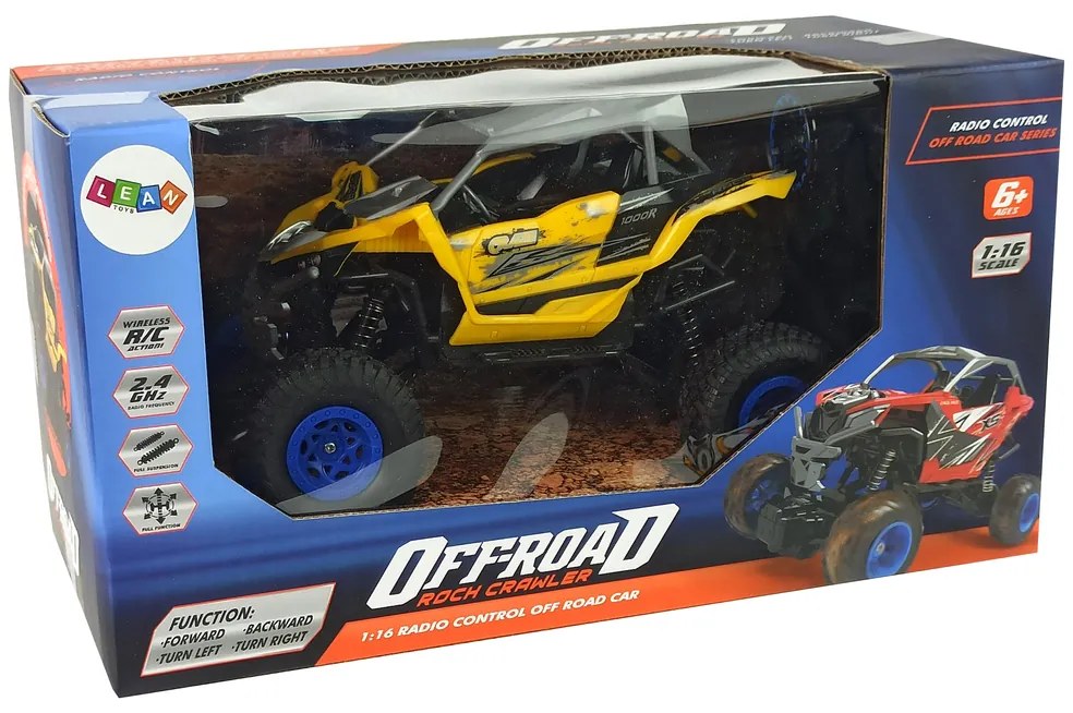 LEAN TOYS  Off-road auto na diaľkové ovládanie 2,4 GHz 1:16  žlté RTR