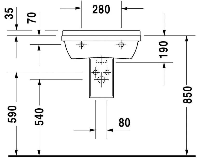 DURAVIT Starck 3 závesné umývadlo s otvorom, s prepadom, 550 mm x 430 mm, 0300550000