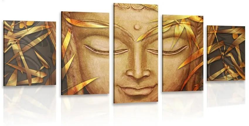 5-dielny obraz usmievajúci sa Budha - 200x100