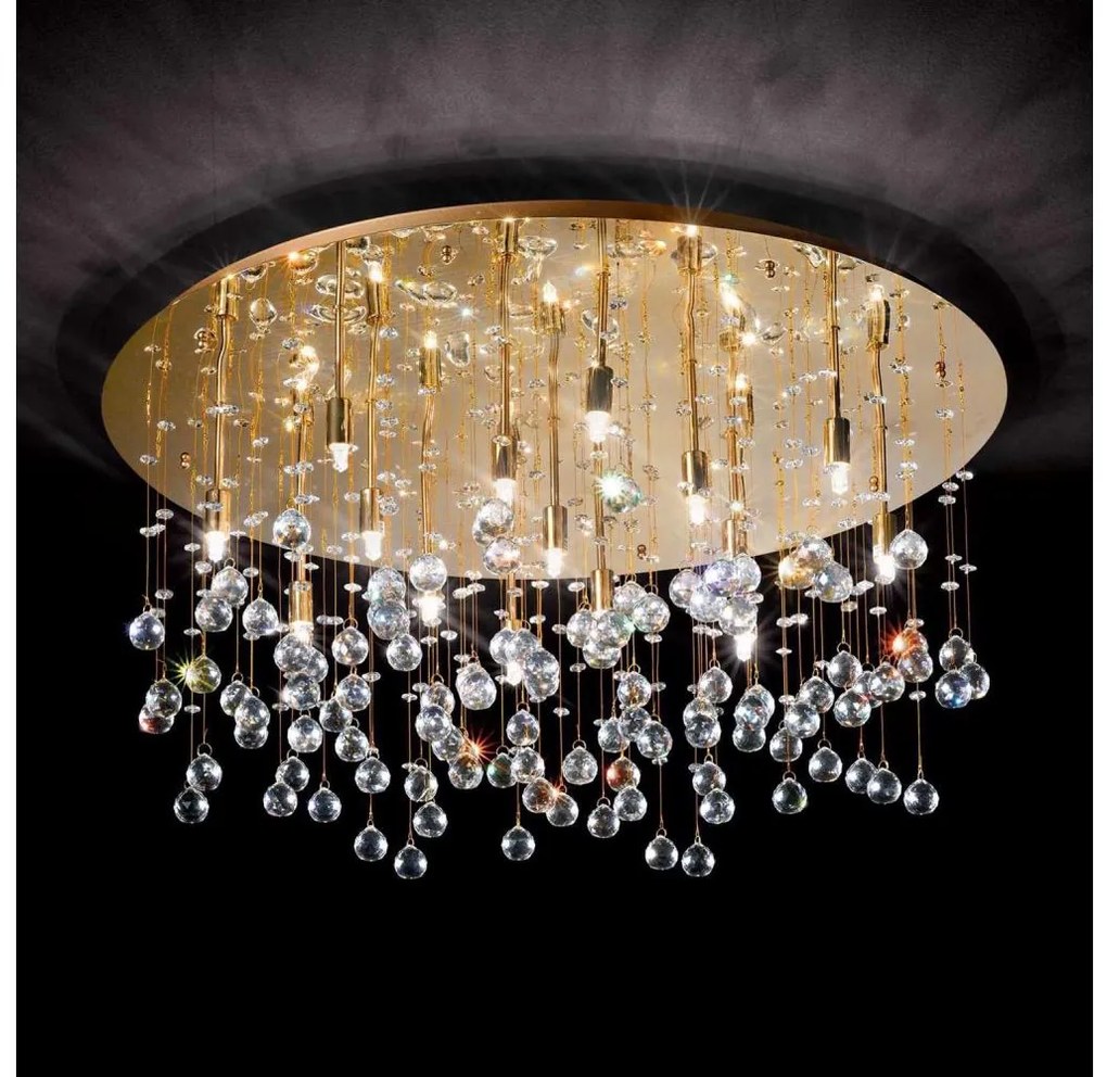 Ideal Lux - LED Krištáľové stropné svietidlo MOONLIGHT 15xG9/3W/230V pr. 80 cm zl