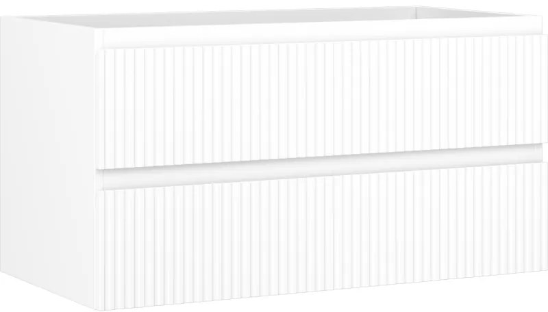 Mexen Rivel, kúpeľňová skrinka 90 cm, 2 zásuvky, drážkovaná, biela matná, 91A20-09047-2-BFF01