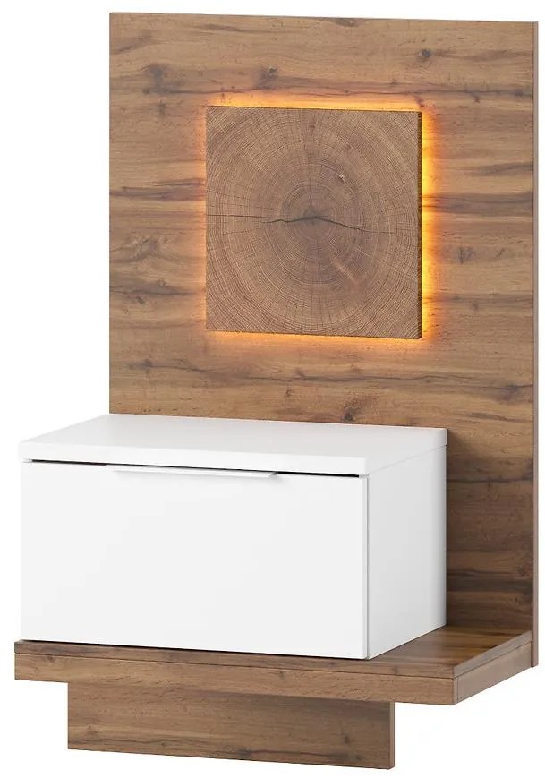 Nočná skrinka L 68  Livorno dub wotan/biely