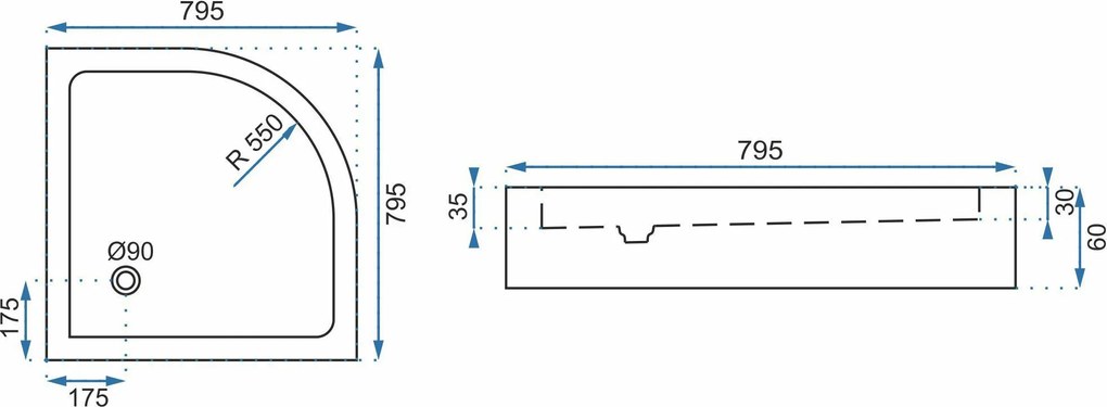 Rea Look, sprchový kút 80x80 cm + biela sprchová vanička, KPL-10005