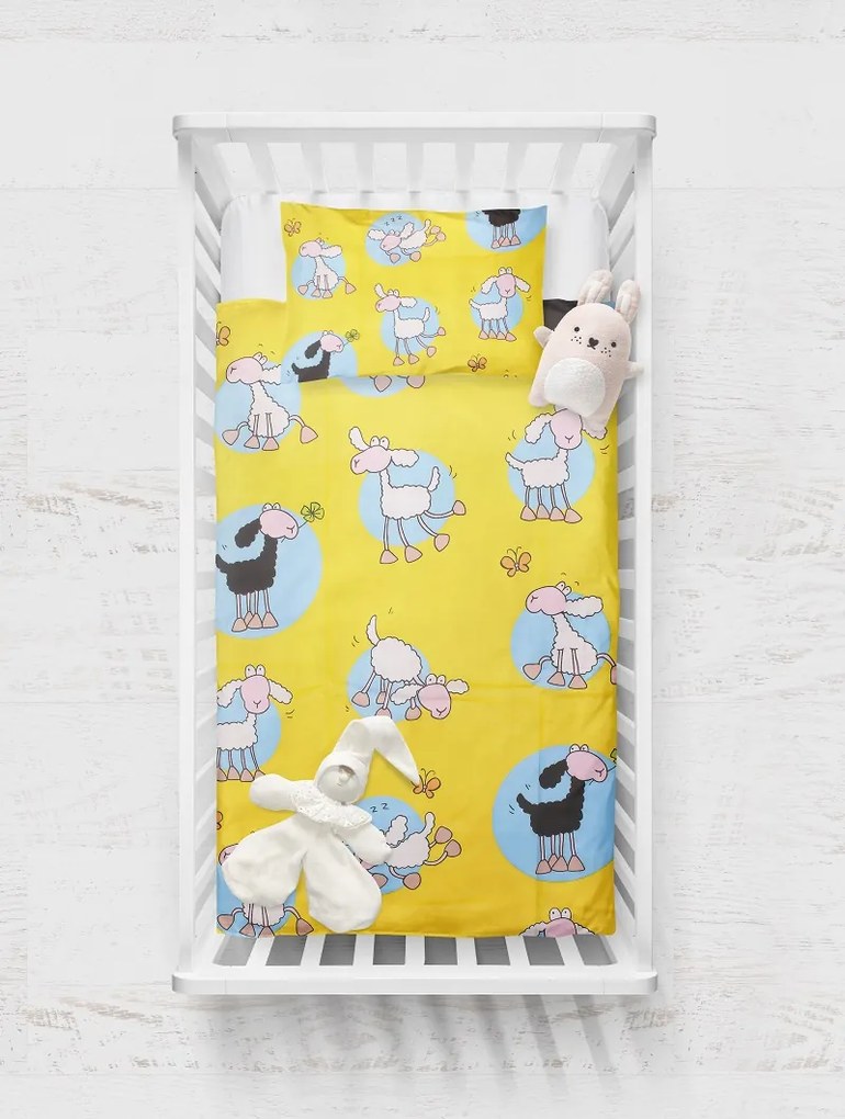 Detské bavlnené obliečky do postieľky - ovečky Veľkosť: 130x90cm/65x45cm