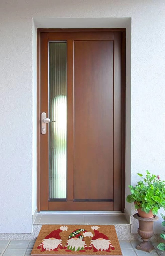 Hanse Home, Rohožka 3 vianočné trpaslíci 105674 – na von aj na doma, 45x75, červená, chodba / predsieň