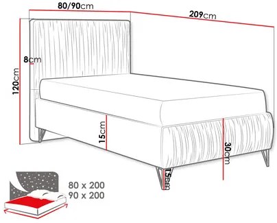 Jednolôžková posteľ 90cm Kotex I (latté). Vlastná spoľahlivá doprava až k Vám domov. 1122405