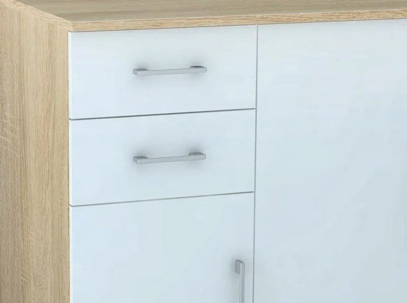 Komoda 3-dverová Universal, dub sonoma/biela