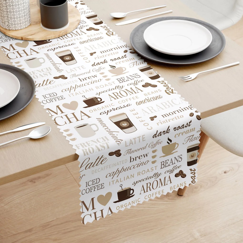 Goldea behúň na stôl teflónový - kávové menu 35x140 cm