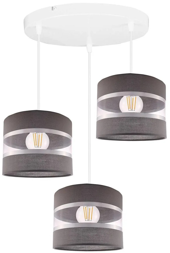 Závesné svietidlo Elegance, 3x textilné tienidlo (mix 8 farieb), (výber zo 4 farieb konštrukcie), o