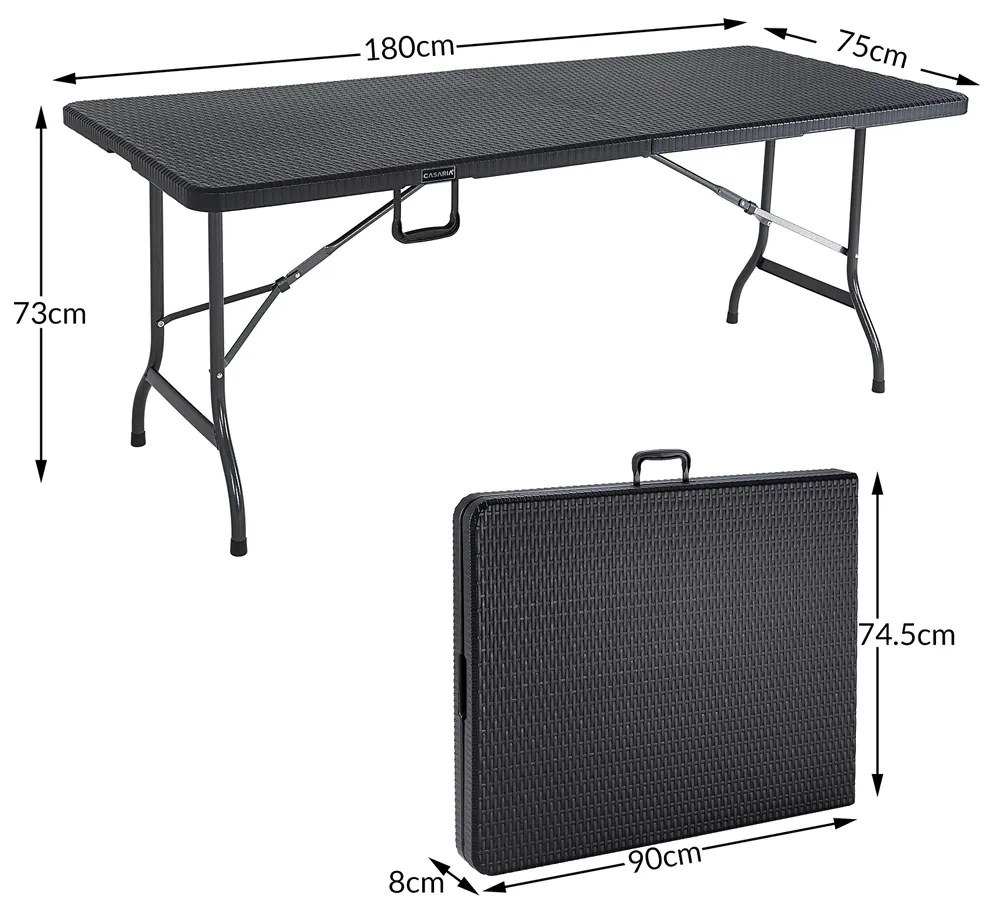 InternetovaZahrada Ratanový stôl 180x75x73cm - čierny