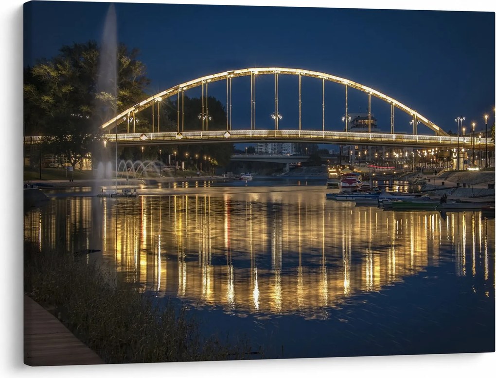 Obraz mosta s fontánou (70x50 cm)