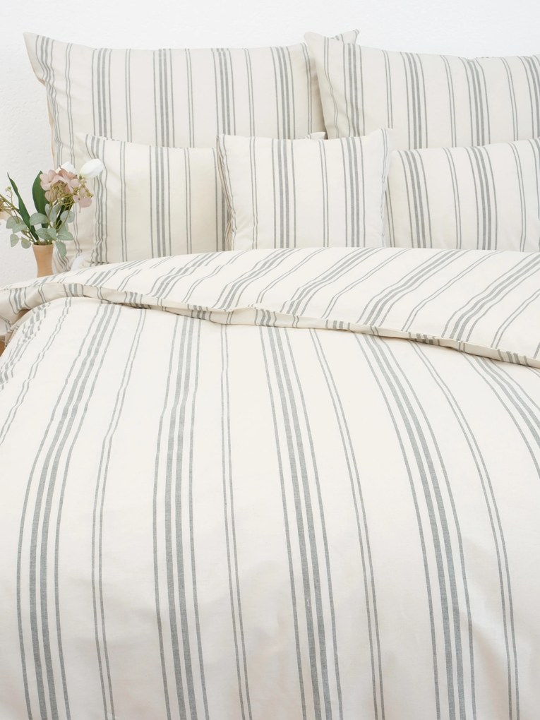 Bavlnené obliečky Natural - Prúžky zelené