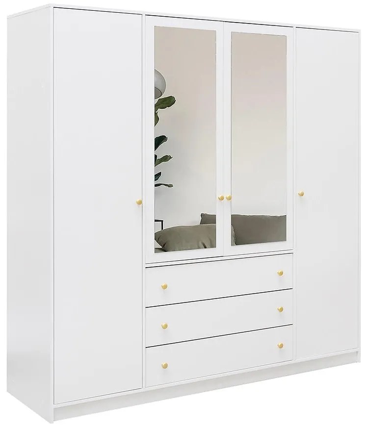 Skriňa Siena D4 biela / zrkadlo