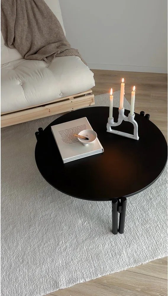Čierny okrúhly konferenčný stolík z borovicového dreva ø 80 cm Sticks – Karup Design