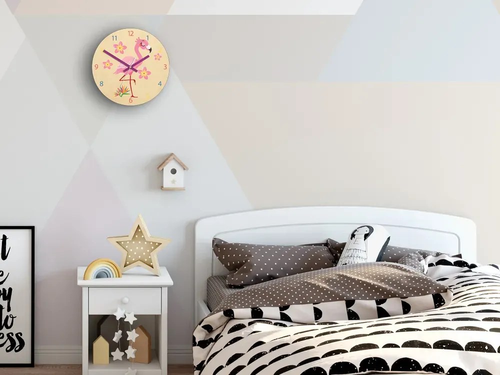 Dětské nástěnné hodiny Ami Plameňák 30 cm vícebarevné