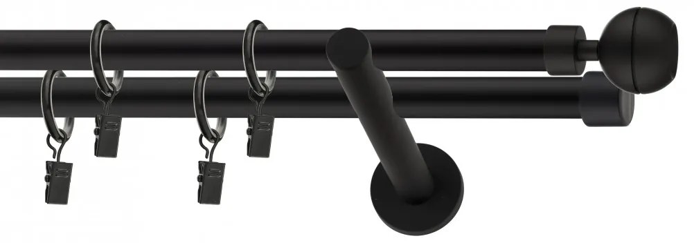 Dekorstudio Garniža dvojradová guľa OPTIC čierna-matná 19mm Dĺžka: 120cm, Typ príslušenstva: Bez príslušenstva