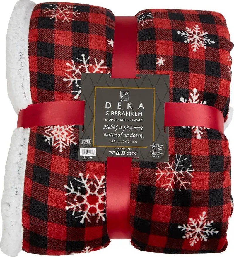 Home Elements Deka s baránkom, 150 x 200 cm, Káro s vločkami